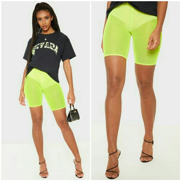 Neon Mesh 90's Biker Shorts layering sheer street - Picture 5 of 8